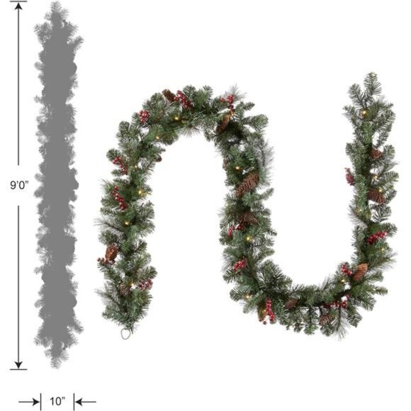 9ft Pre-Lit Artificial Christmas Garland - Green Crestwood Spruce - Picture 5 of 6